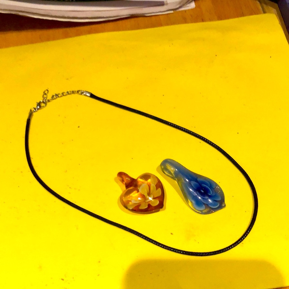 Murano glass pendants with rope necklace
